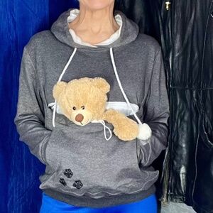 •🐶🐱🐰NWOT |•Adorable Small Pet Pocket Ears Paws Hoodie/Sweatshirt Large🐶🐱🐰